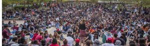 Students gathered for peaceful protest.